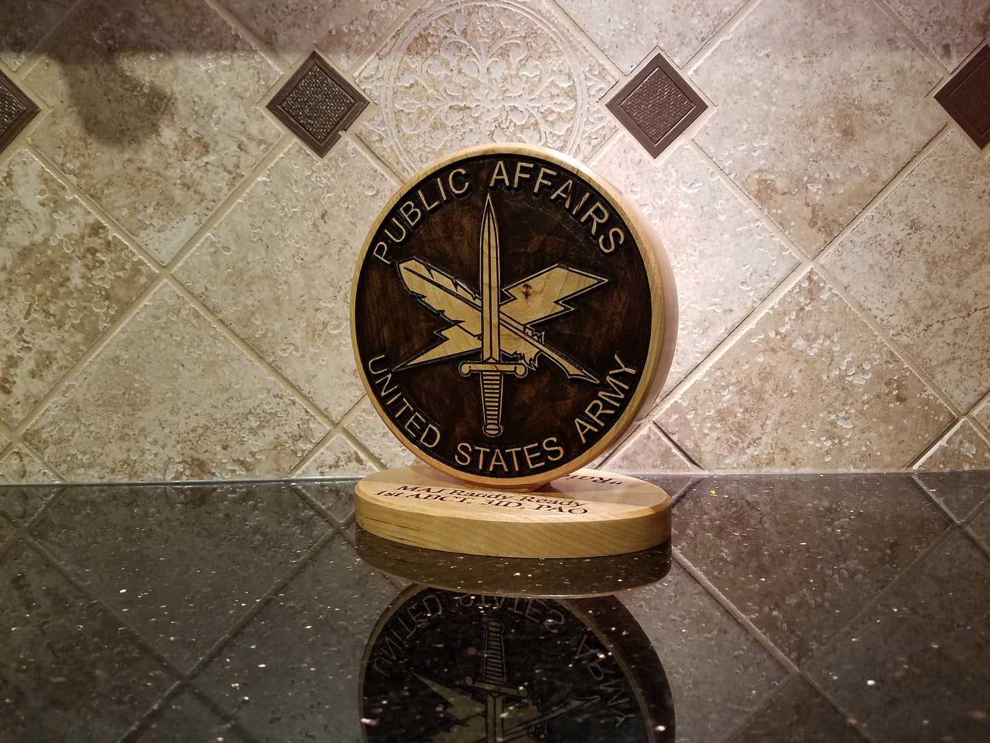 Army Public Affairs Desk Carving