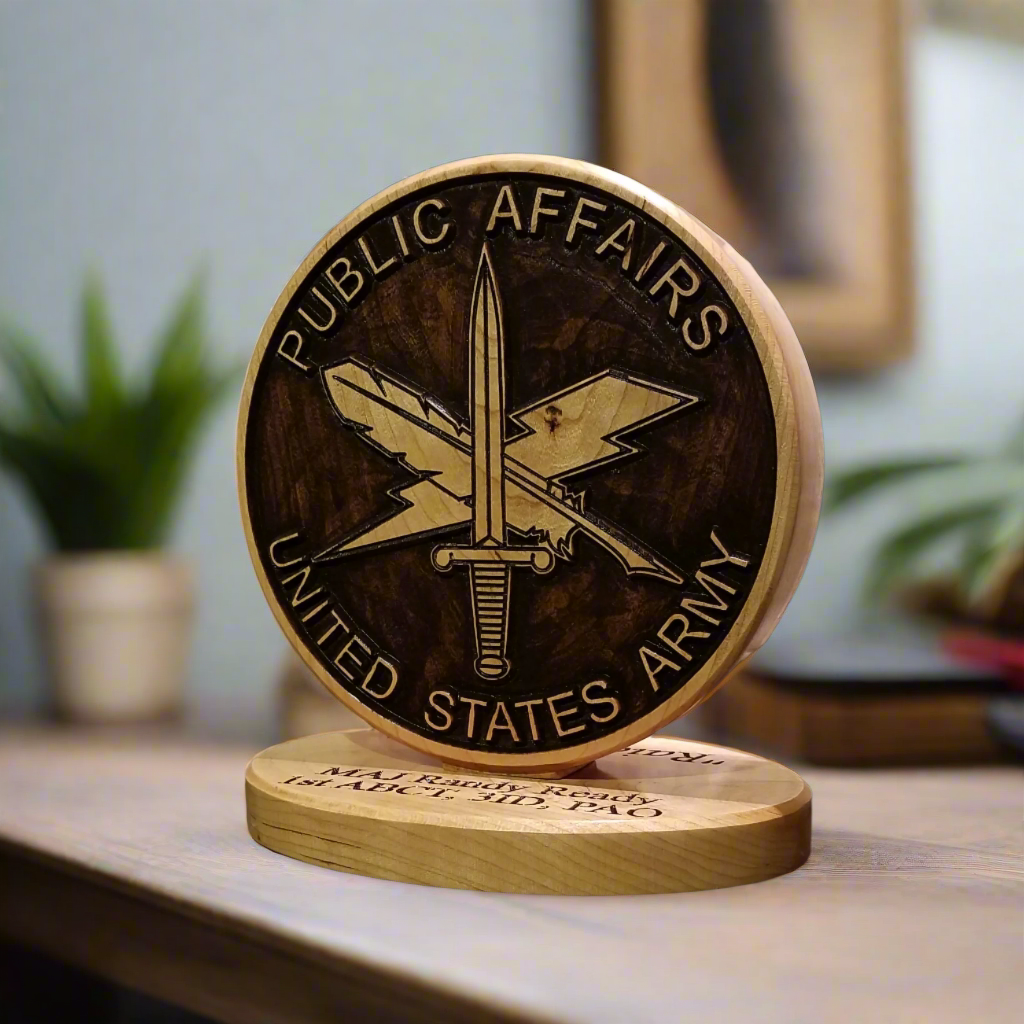 Army Public Affairs Desk Carving