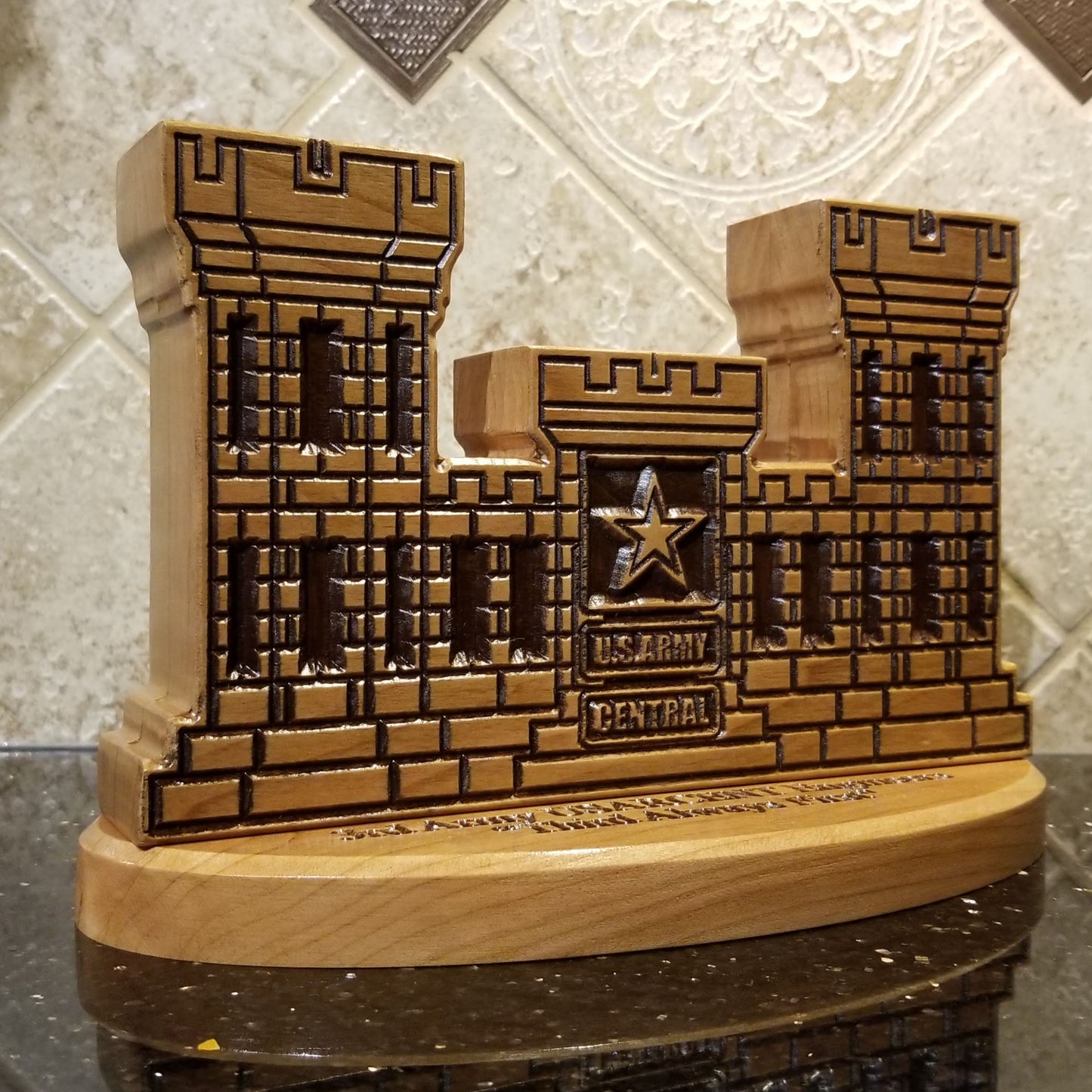Engineer Corps Desk Carving