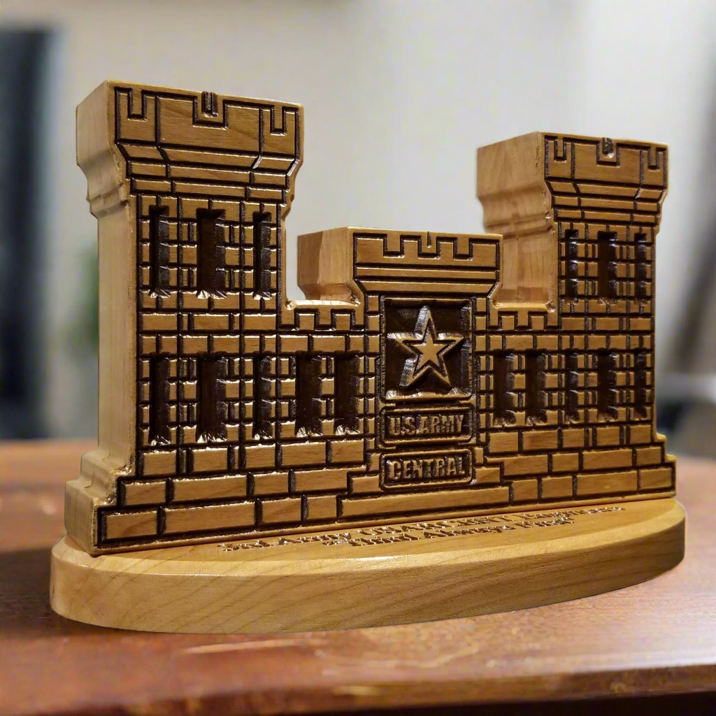 Engineer Corps Desk Carving