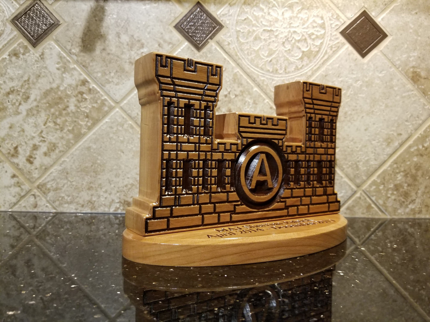 Engineer Corps Desk Carving