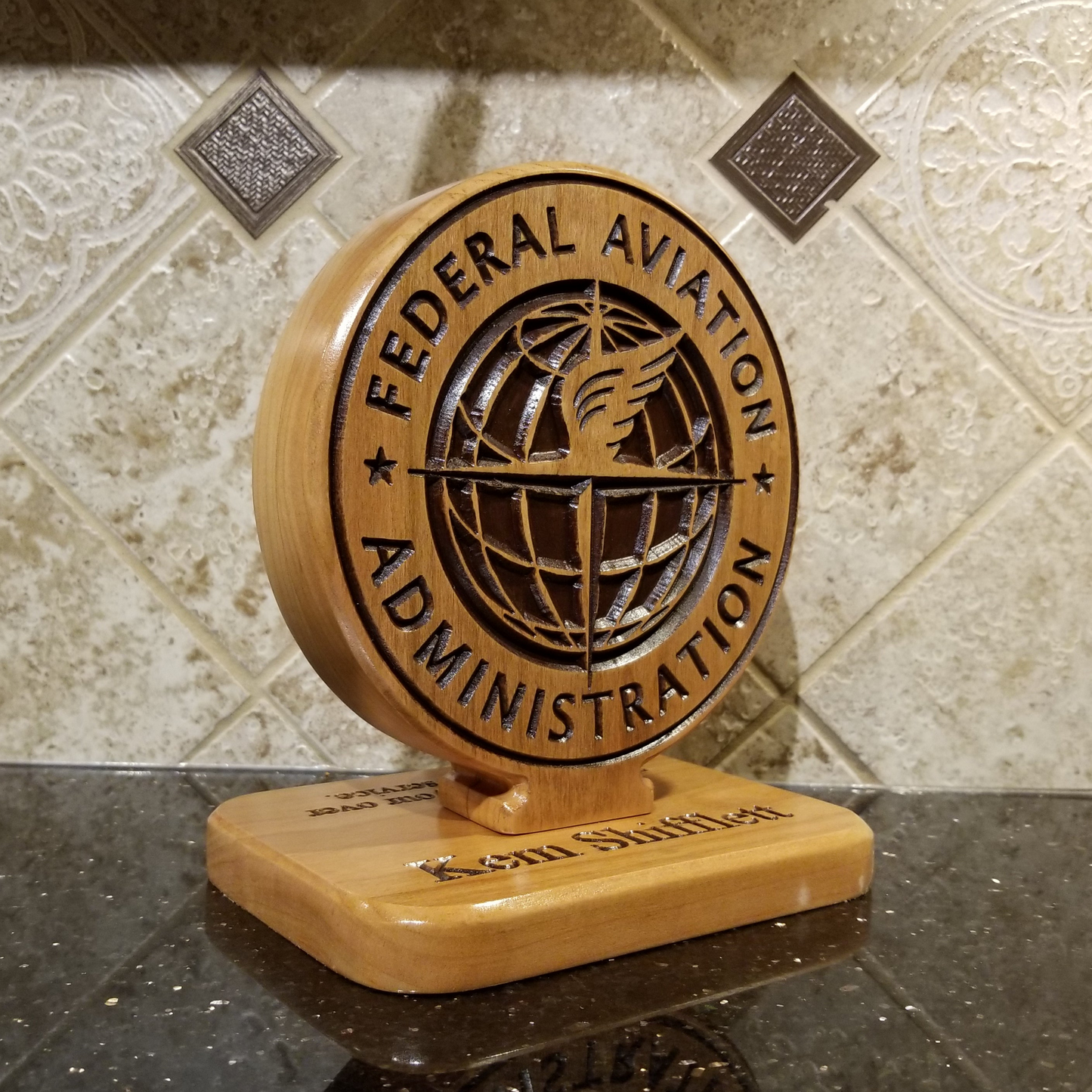 Federal Aviation Administration (FAA) Desk Carving