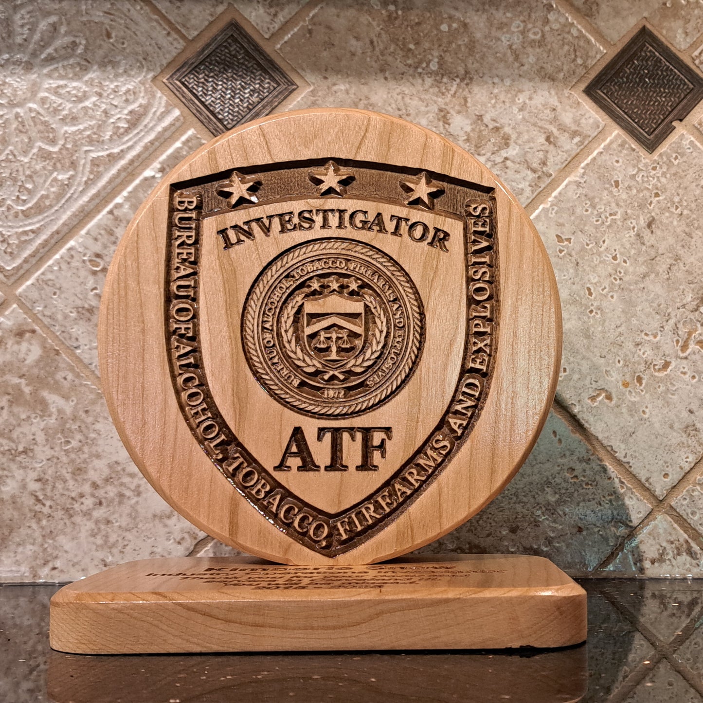 Bureau of Alcohol, Tobacco, Firearms and Explosives (ATF) Desk Carving / PCS / Retirement Gift
