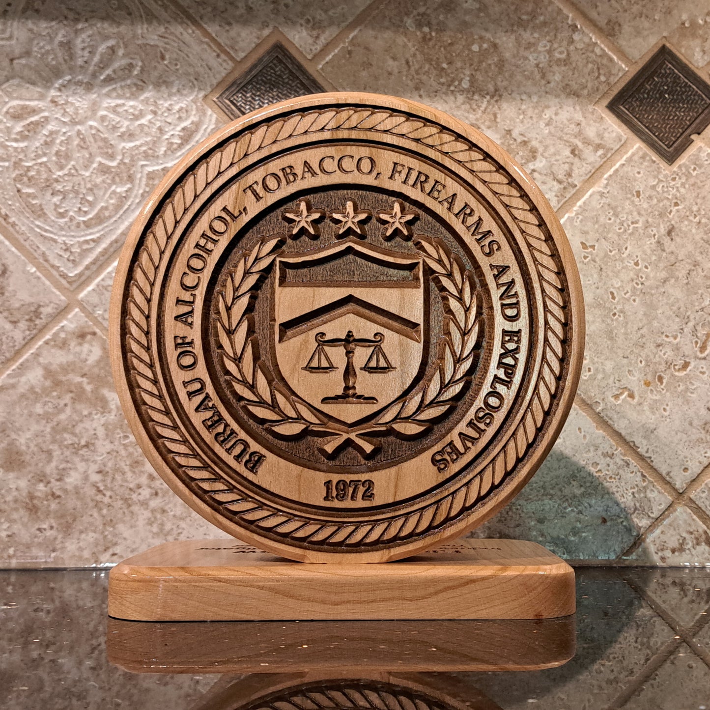 Bureau of Alcohol, Tobacco, Firearms and Explosives (ATF) Desk Carving / PCS / Retirement Gift