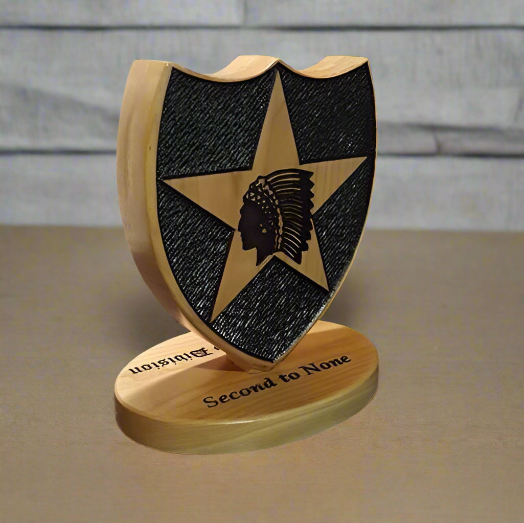 2nd Infantry Division Desk Carving