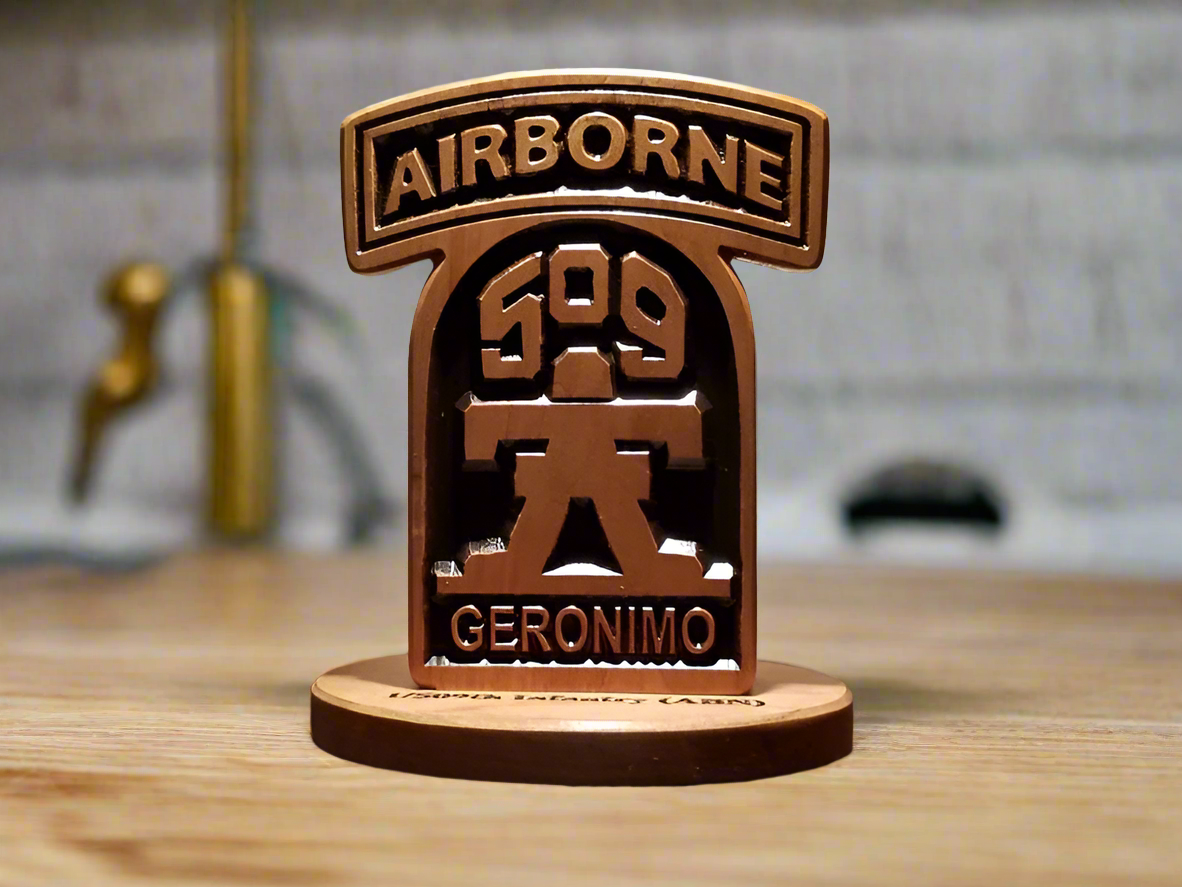 509th Airborne Infantry Regiment Desk Carving / PCS / Retirement Gift