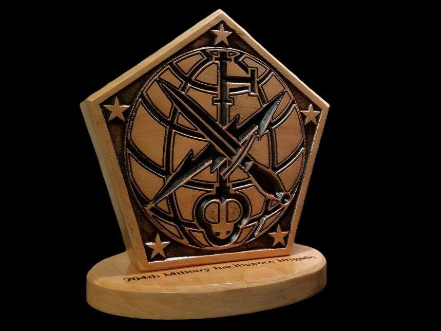 704th Military Intelligence Brigade Desk Carving / PCS / Retirement Gift