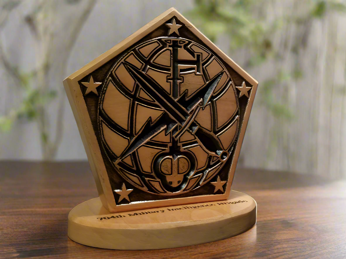 704th Military Intelligence Brigade Desk Carving / PCS / Retirement Gift