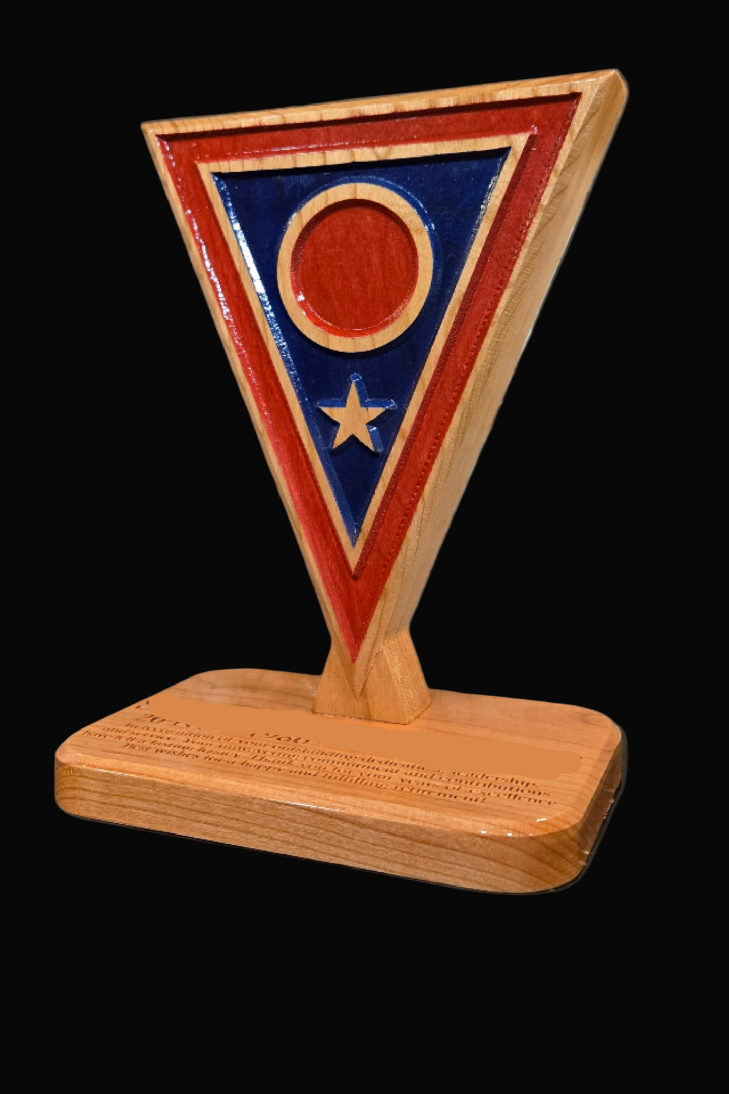 Custom solid wood gift with 73rd Troop Command logo, double-sided.