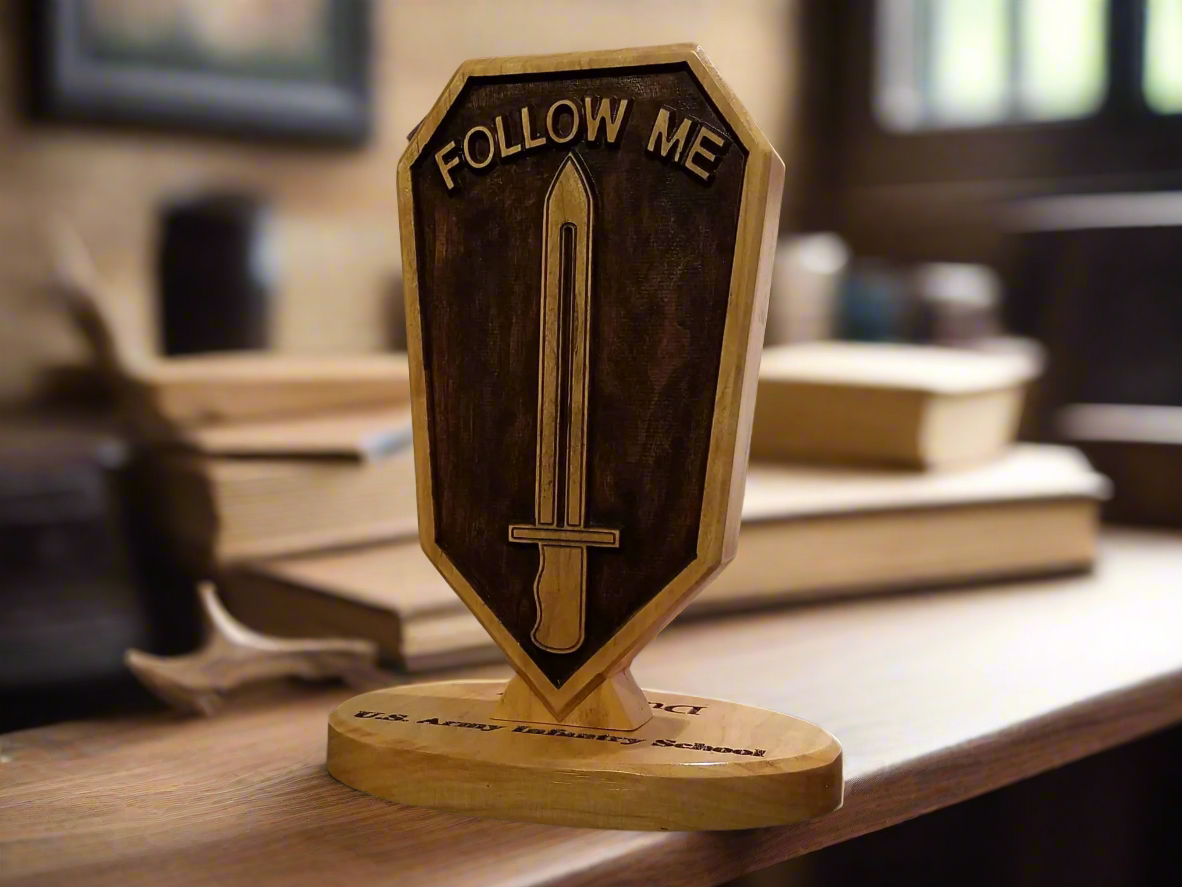 Army Infantry School Desk Carving