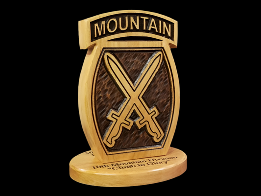 10th Mountain Division Desk Carving