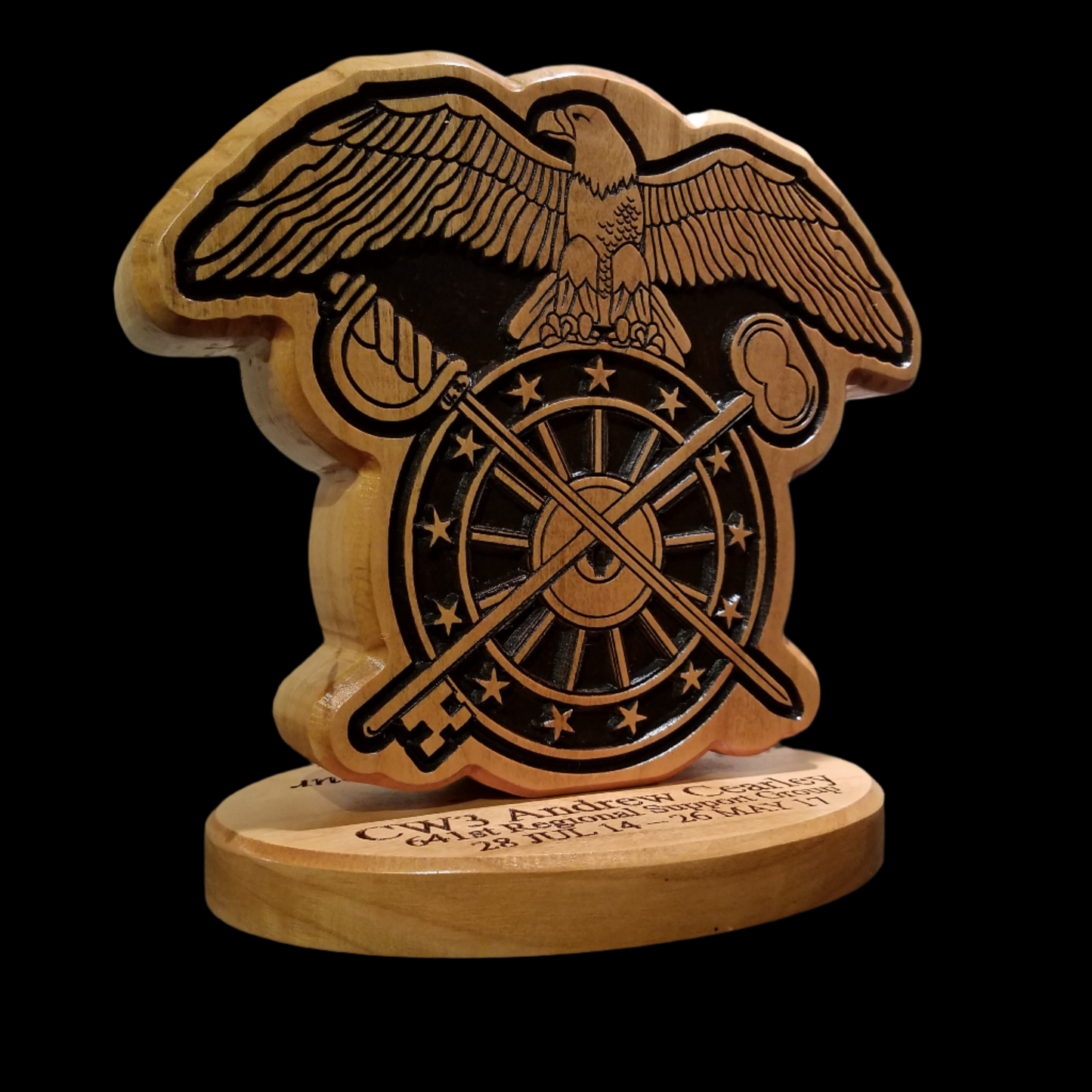 Army Quartermaster Corps Desk Carving