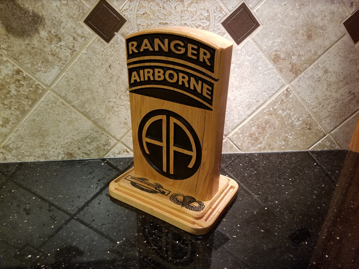 82nd Airborne Division Desk Carving