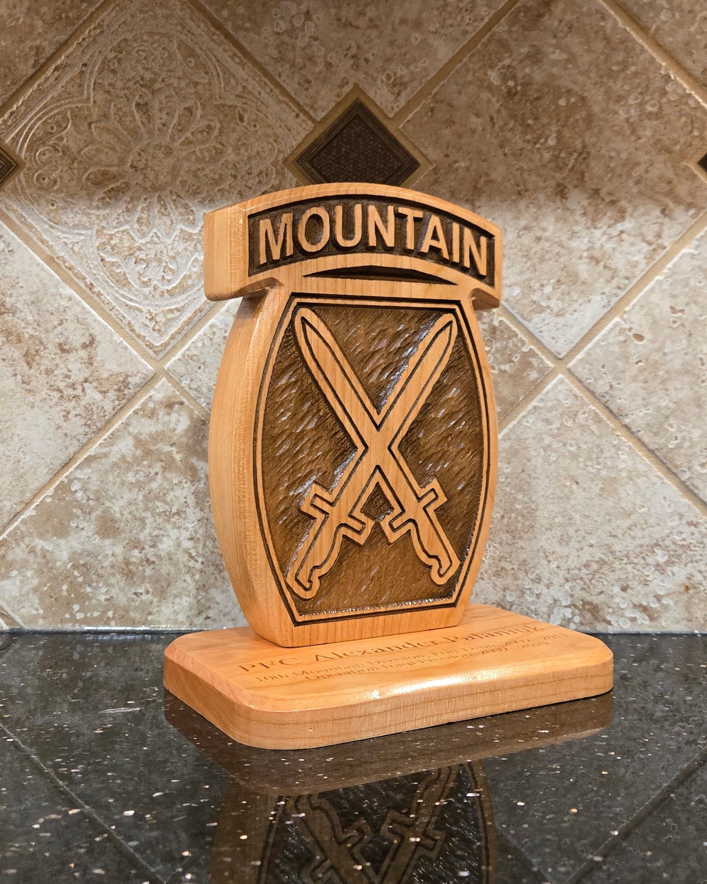 10th Mountain Division Desk Carving / PCS / Retirement Gift