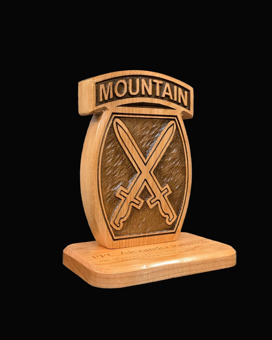 10th Mountain Division Desk Carving / PCS / Retirement Gift