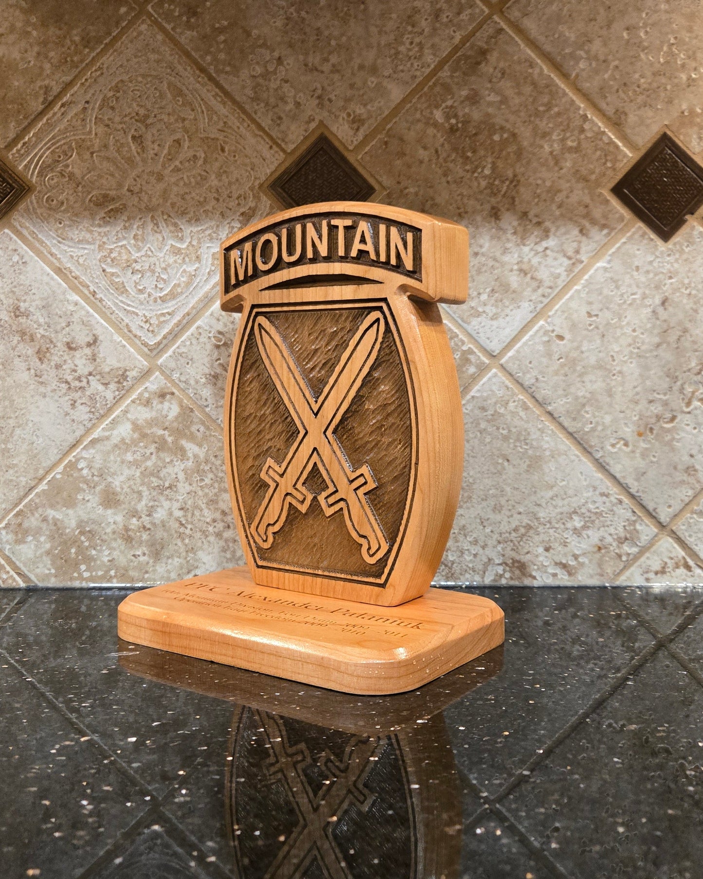 10th Mountain Division Desk Carving / PCS / Retirement Gift