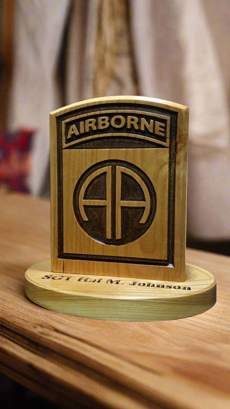 82nd Airborne Division Desk Carving