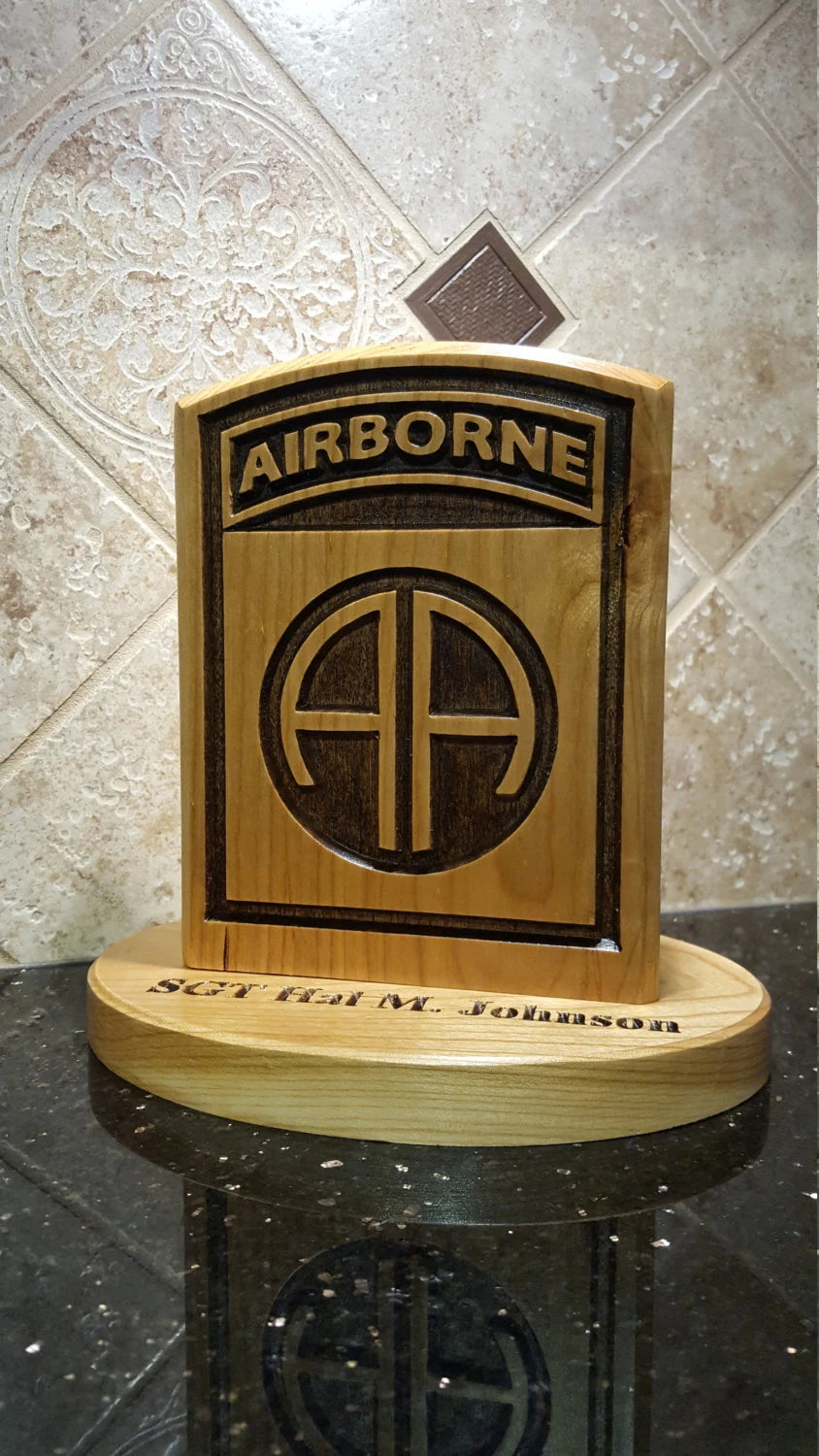 82nd Airborne Division Desk Carving