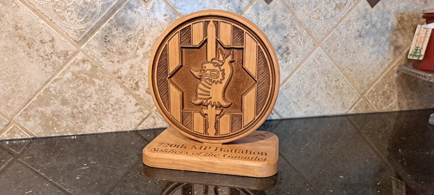 89th Military Police Brigade Desk Carving / PCS / Retirement Gift