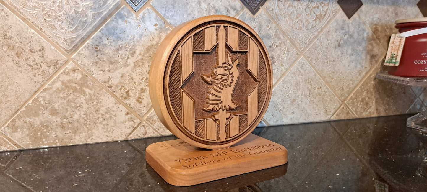 89th Military Police Brigade Desk Carving / PCS / Retirement Gift