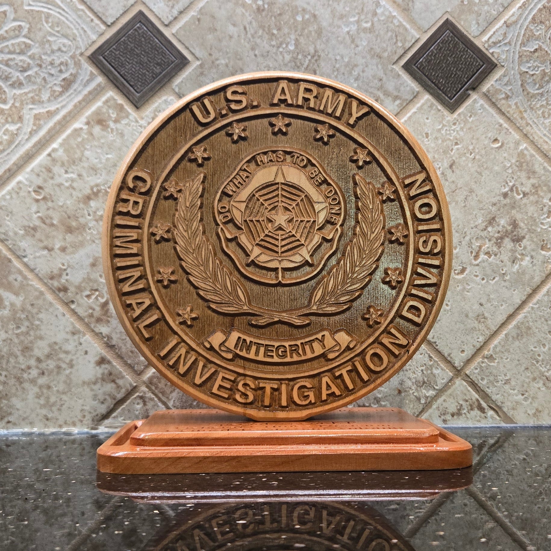 Army CID Seal Carved