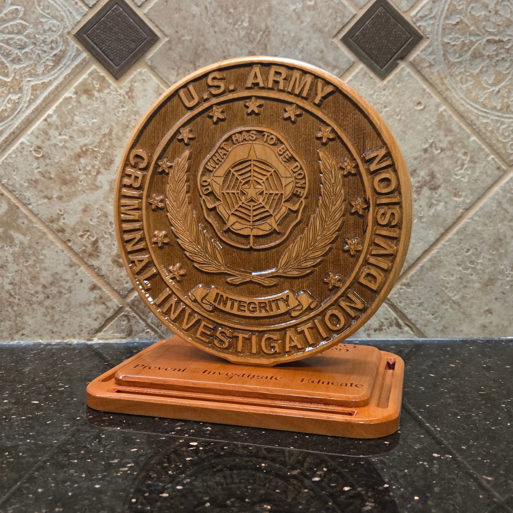 Army CID Seal Carved