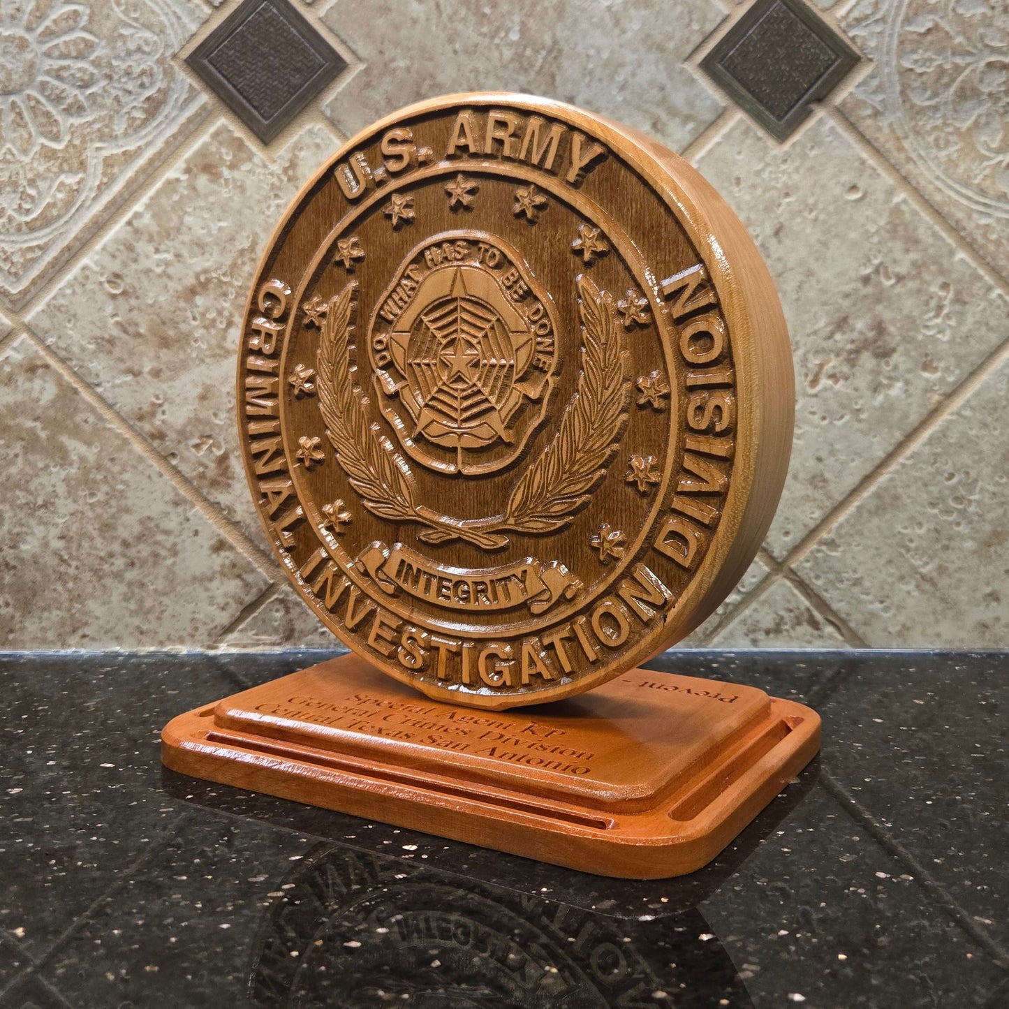 Army CID Seal Carved