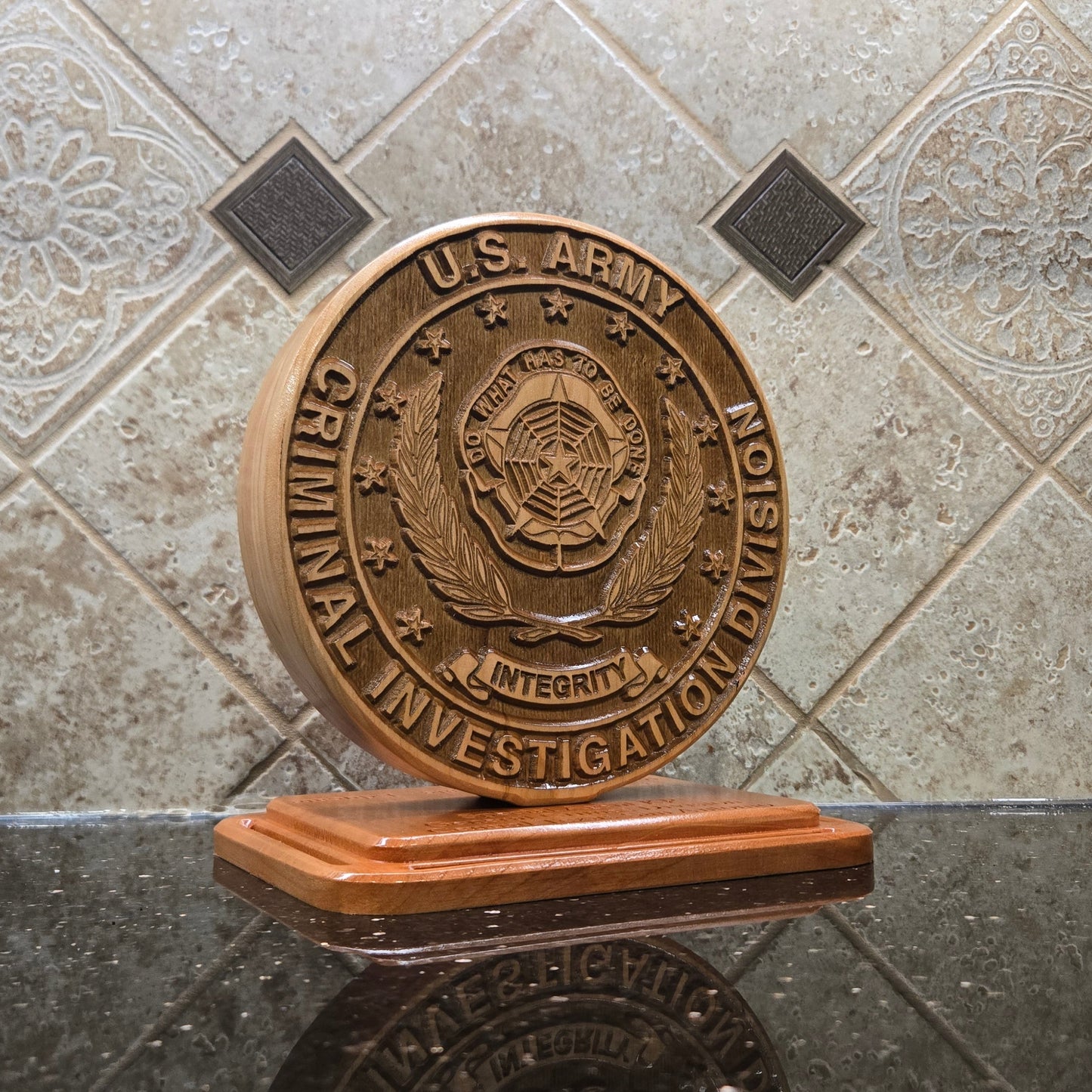 Army CID Seal Carved