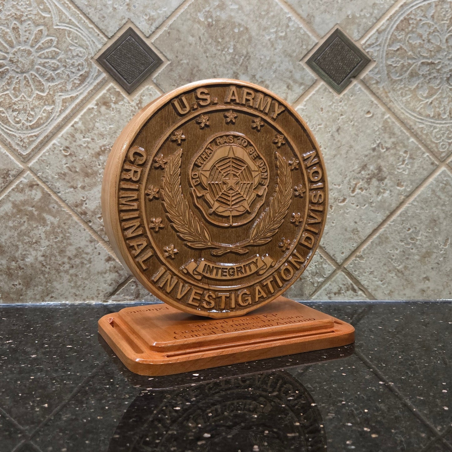 Army CID Seal Carved