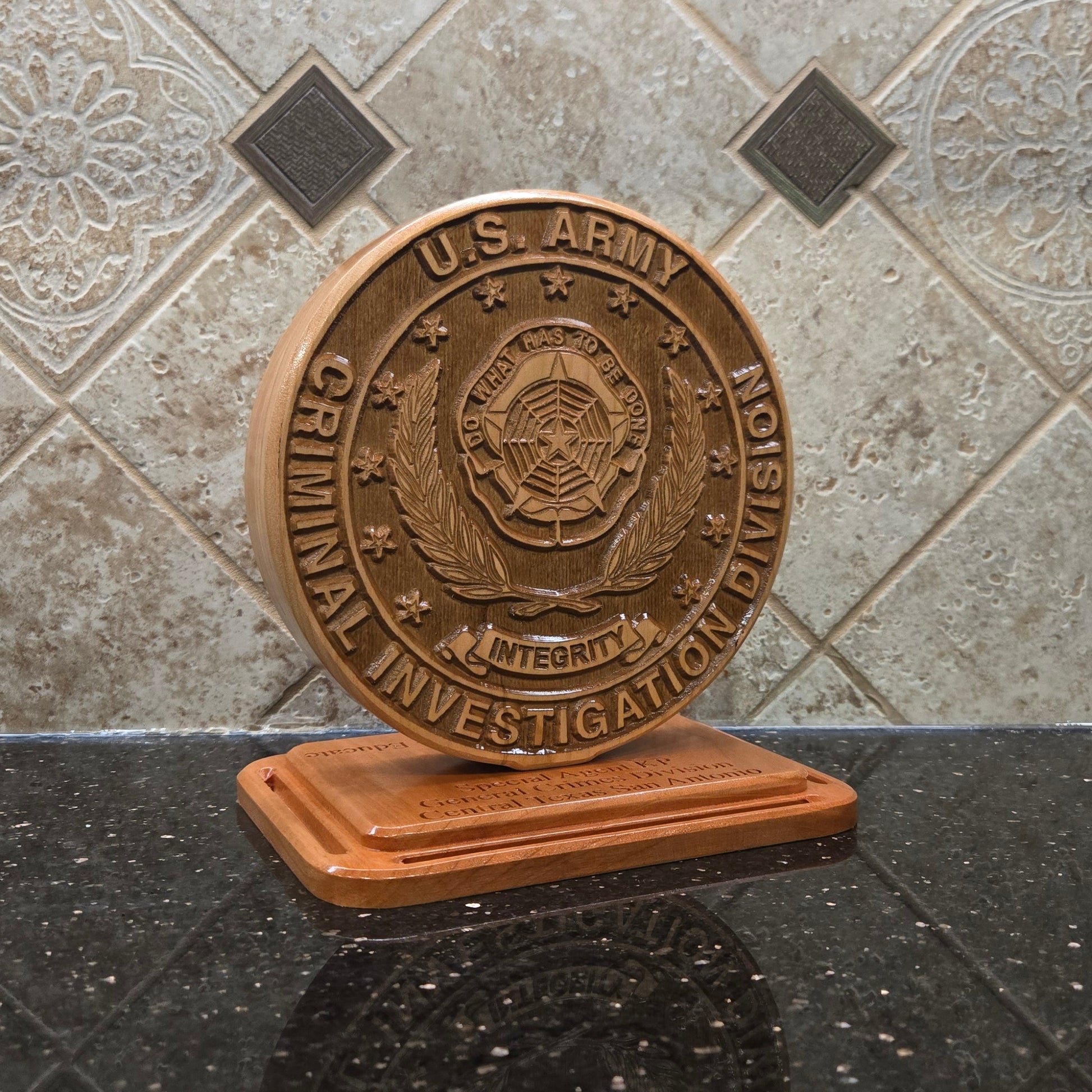 Army CID Seal Carved