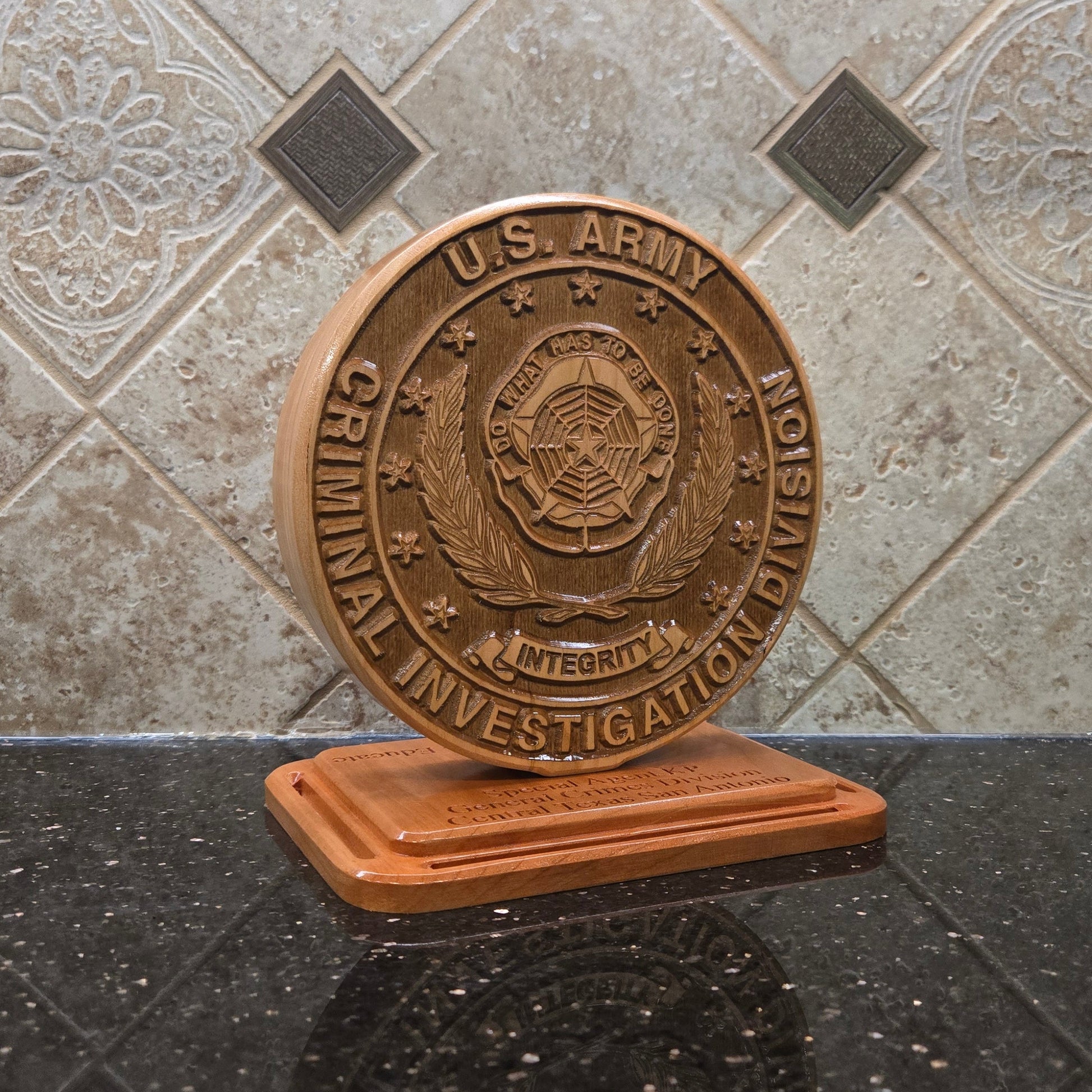 Army CID Seal Carved