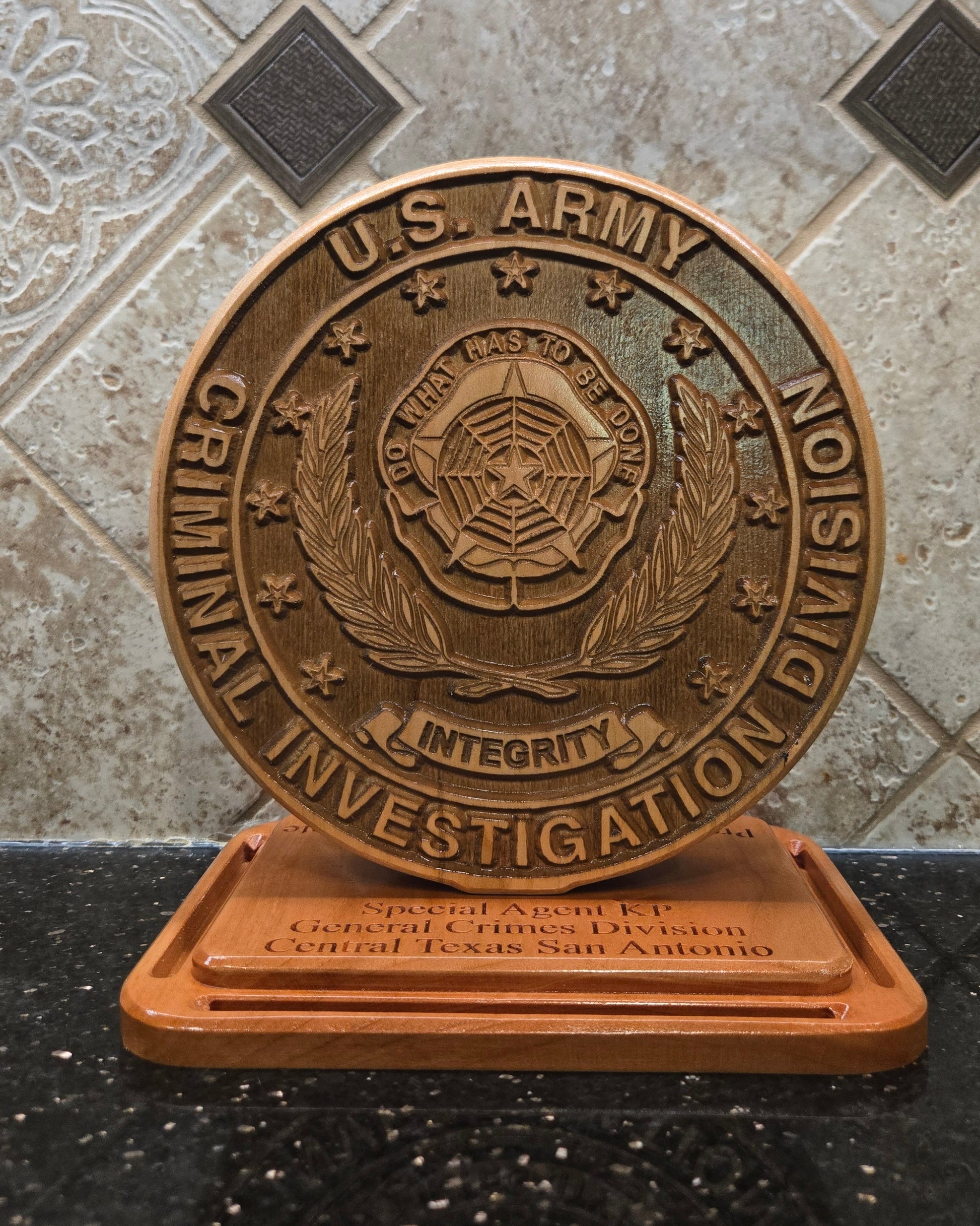 Army CID Seal Carved