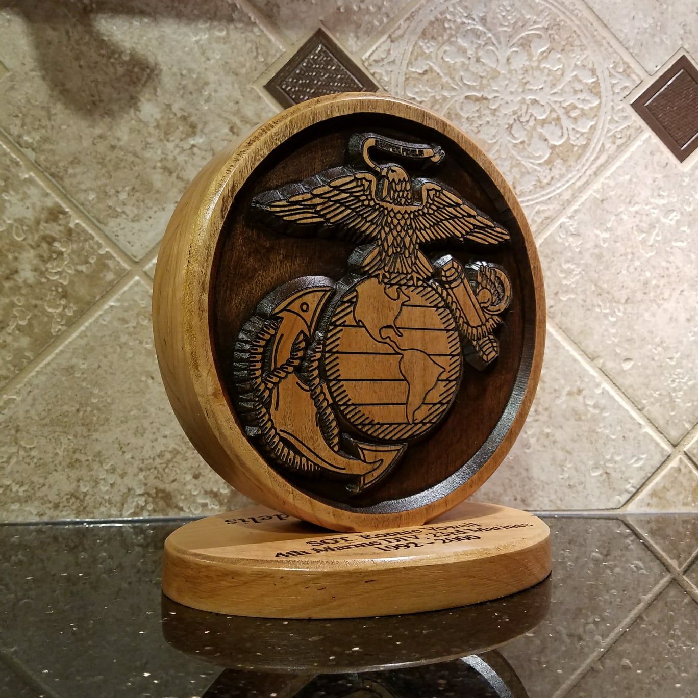 United States Marine Corps Desk Carving / PCS / Retirement Gift