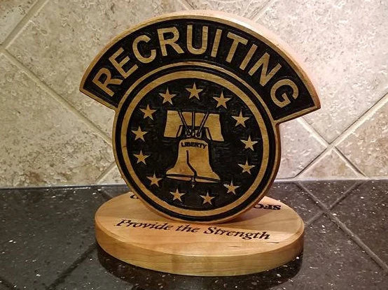 Army Recruiting Command Desk Carving