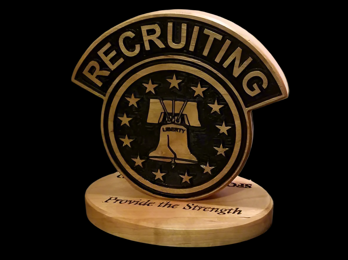 Army Recruiting Command Desk Carving